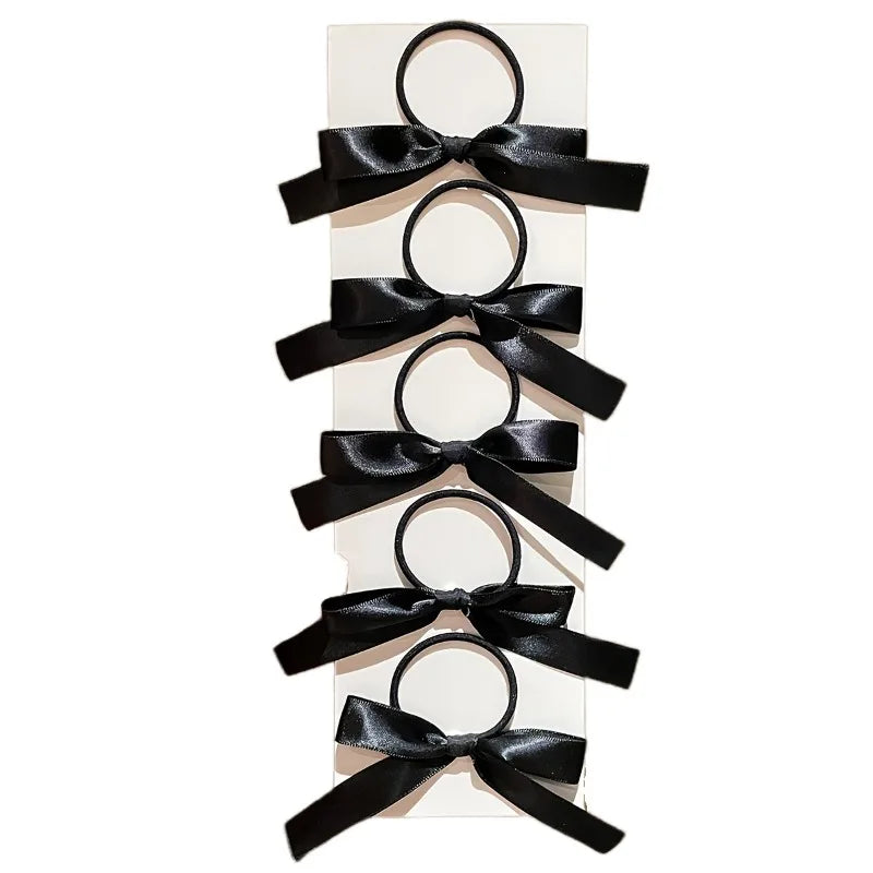 5Pcs Women's Style, Fashionable and Cute, Black Bow Hair Tie, Suitable for Daily Use, Recommended Gift Hair Accessories