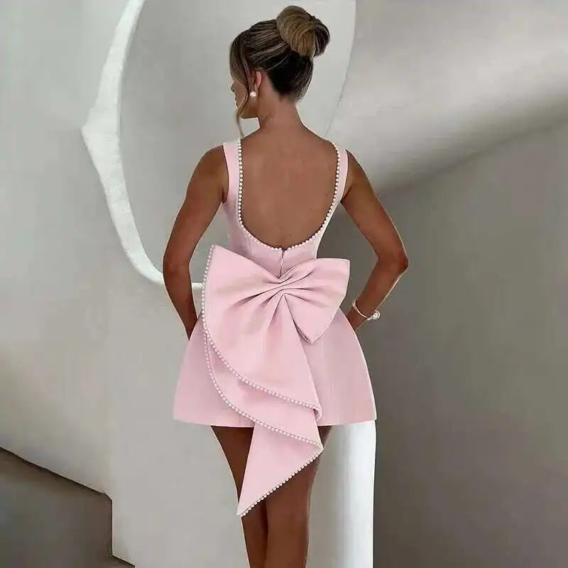 Townlike Pearl Bow Backless Nightclub Sexy Party Dress Women 2025 Spring Summer Dress Maxi Long Slim Bodycon Dresses