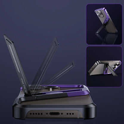 For Iphone 14 15 16 Pro Max Metal Invisible Holder Phone Case S Type Aluminum Rimless Phone Cover Heat Dissipation Stand Shell