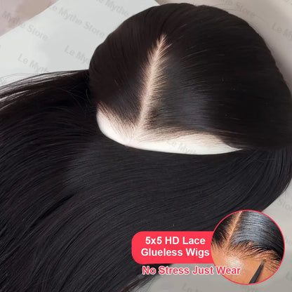 100% Human Hair 13x4 Bone Straight HD Lace Front Wig 30 40 Inch 13x6 Lace Frontal Wigs 5x5 Glueless Clourse Brazilian Wear Black