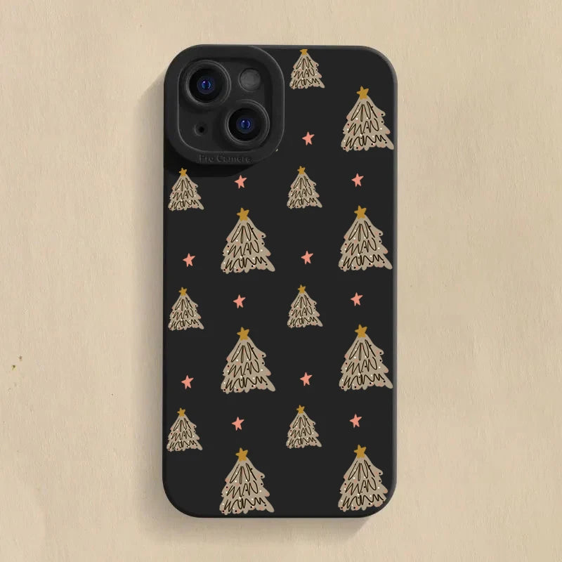 Cute Christmas Pattern Phone Case For iPhone 11 12 13 14 15 16 17 Pro Max 17 Air 16E XS X XR 7 8 Plus SE Shockproof Soft Cover
