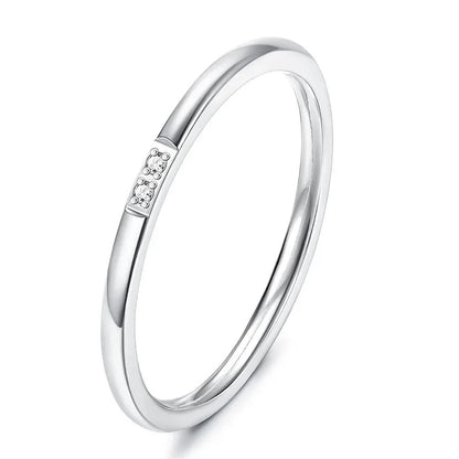 2025 New Trendy Stainless Steel Plated Paved Tiny Zircon Stackable Ring Golden Color Thin Ring Jewelry