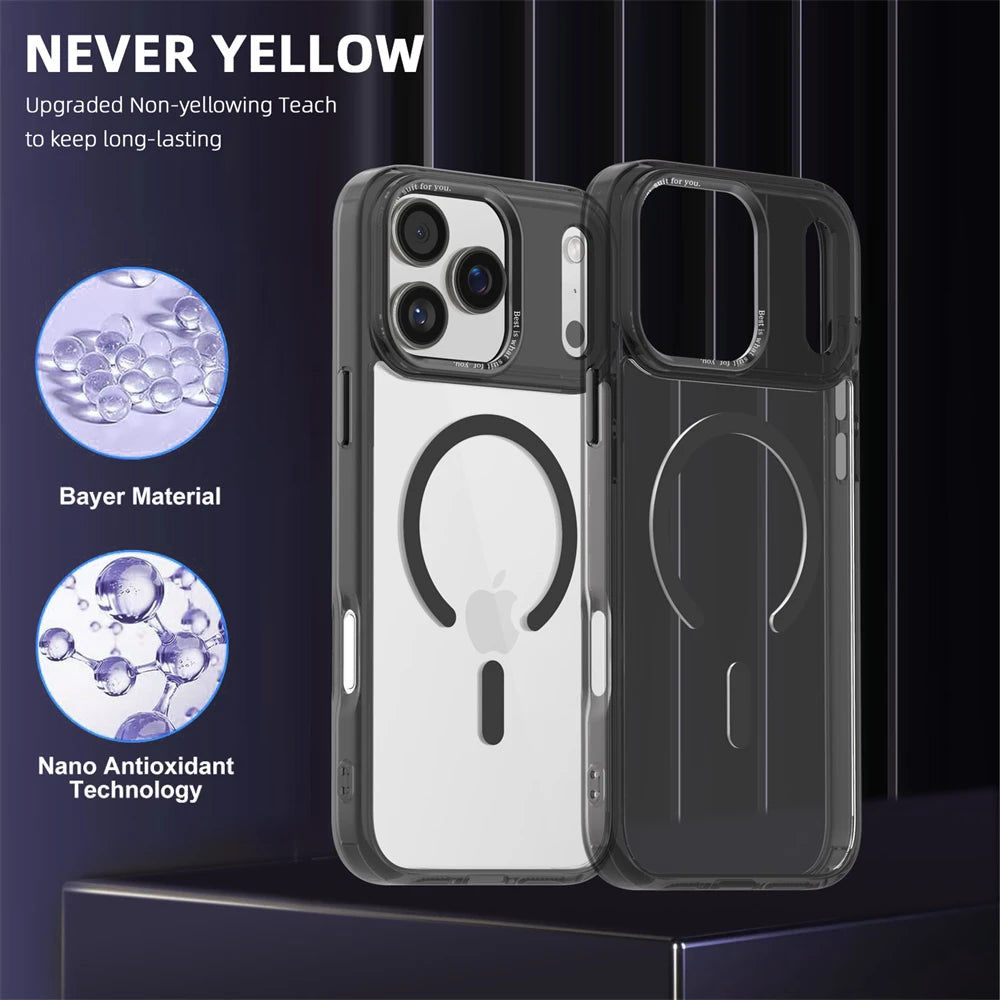 Luxury Anti-Yellow Strong Magnetic Case for iPhone 17 Pro Max Air 16 15 14 13 12 11 Magsafe Shockproof Wireless Charging Cover