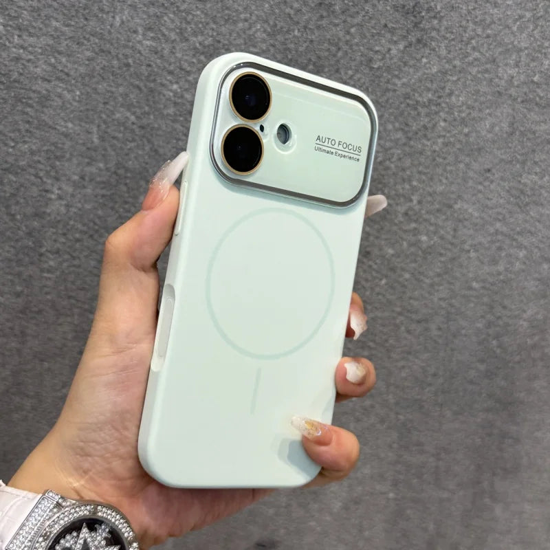 Luxury Liquid Silicone With Crystal Lens Protection Phone Case For iPhone 17 16 15 14 Pro Max 13 Magnetic Wireless Charge Cover