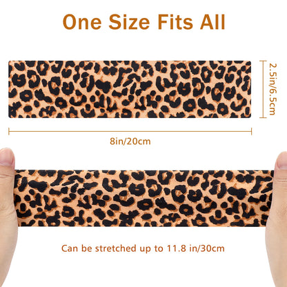 4pcs Simple Basic Solid Color Leopard Print Face Wash Cycling Running Sports Yoga Leisure Sweat-Absorbing Headband