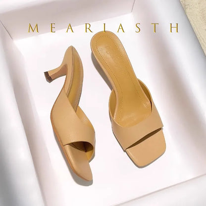 2025 Fashion Round Toe Ladies Low Heel Slippers Shoes Sandals Spring Summer Female open toe Women Heeled Slides Slippers Pumps