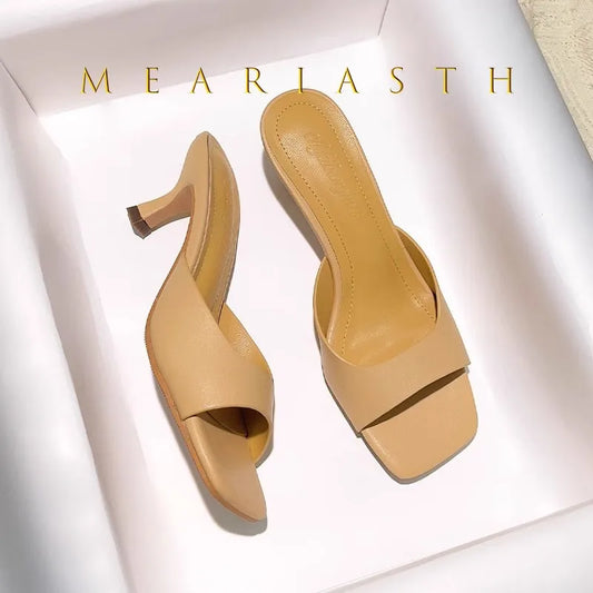 2025 Fashion Round Toe Ladies Low Heel Slippers Shoes Sandals Spring Summer Female open toe Women Heeled Slides Slippers Pumps