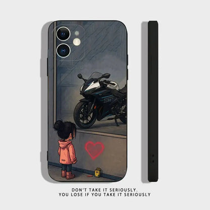 Motorcycle Rider Phone Case For iPhone 17 16,15,14,13,12,11,Pro,XS,Max,XR,Plus,Mini Soft Silicone Black Shockproof