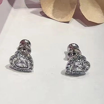 Original Princess Sparkling Crystal Wedding High-end Jewelry Set Charming Women's Heart-shaped Necklace Earrings Bracelet Ring