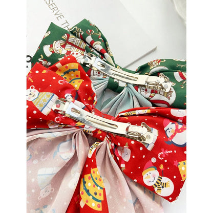1pc Christmas Bowknot Long Tail Hair Clip, Polyester Fiber Material, Fashionable & Casual Hair Accessory, Suitable For Daily Com