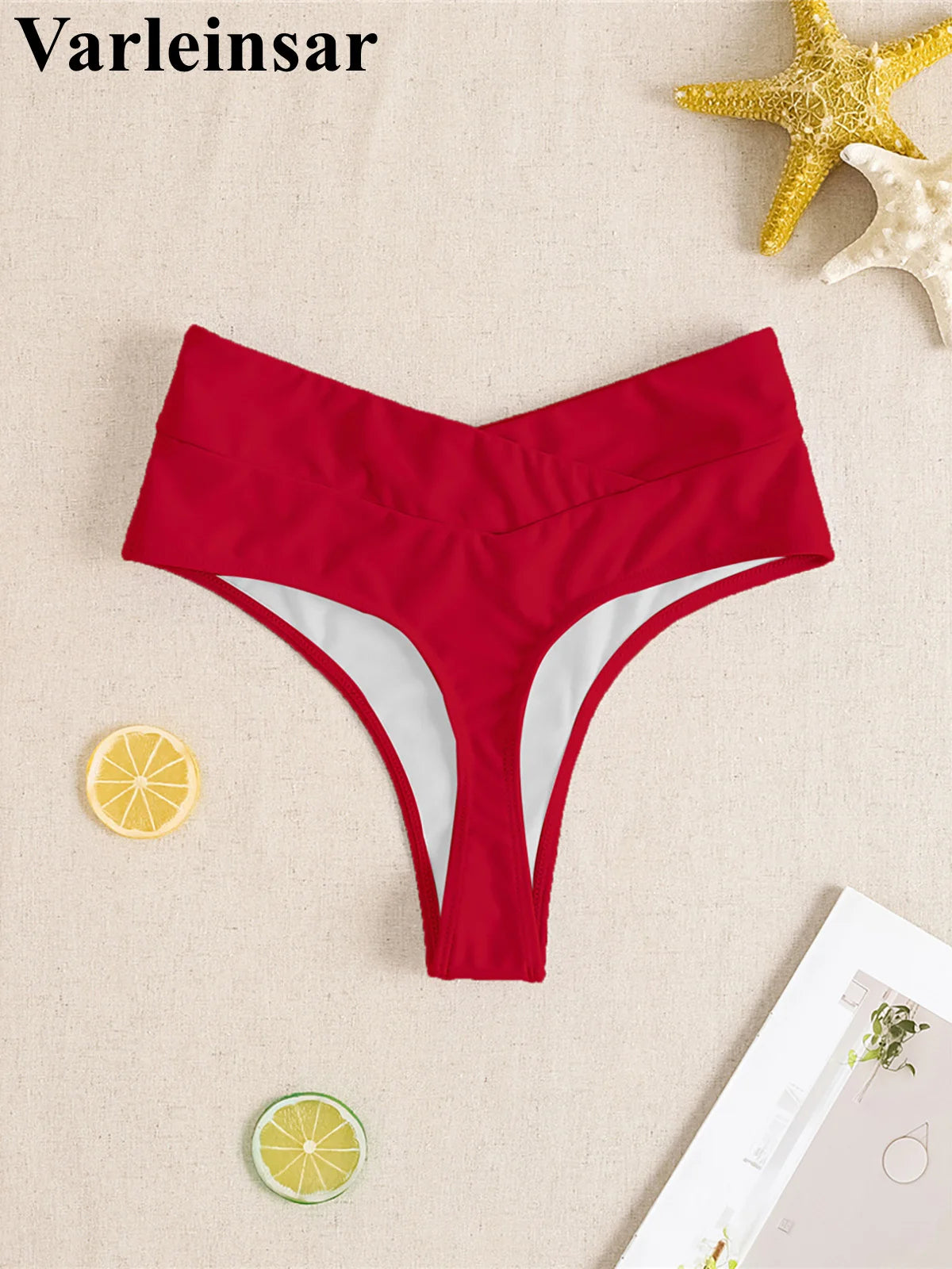 S - XL High Waist High Leg Cut Bikini Bottom Swim Brief Women Swimwear Female Bather Brazilian Tanga Panties Underwear V7095