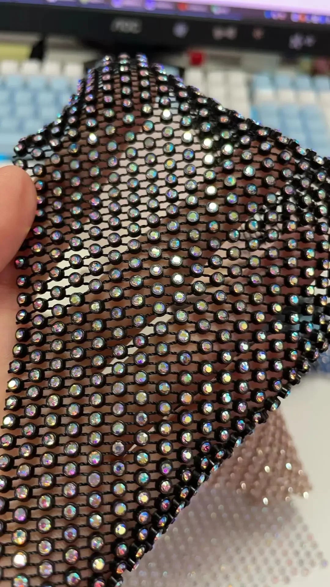 Sparkling Rhinestone Triangle Bikini Set Sexy Pearl Diamond Mesh Swimsuit Hollow Out Halter Bandage Women Swimwear Bathing Suit