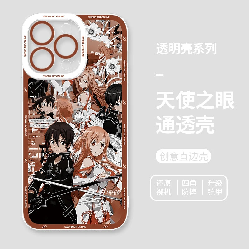 Japanese Anime Sword Art Online Phone Case for Iphone 17 16 15 14 13 12 11 Pro Max Plus Mini Air Asuna Kirito Phone Cover