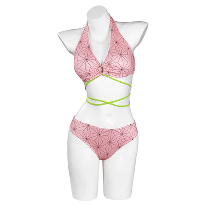 Women Two Pieces Bikini Swimsuit Anime Kamado Tanjirou Nezuko Tomioka Giyuu Mitsuri Bathing Suit Swimwear