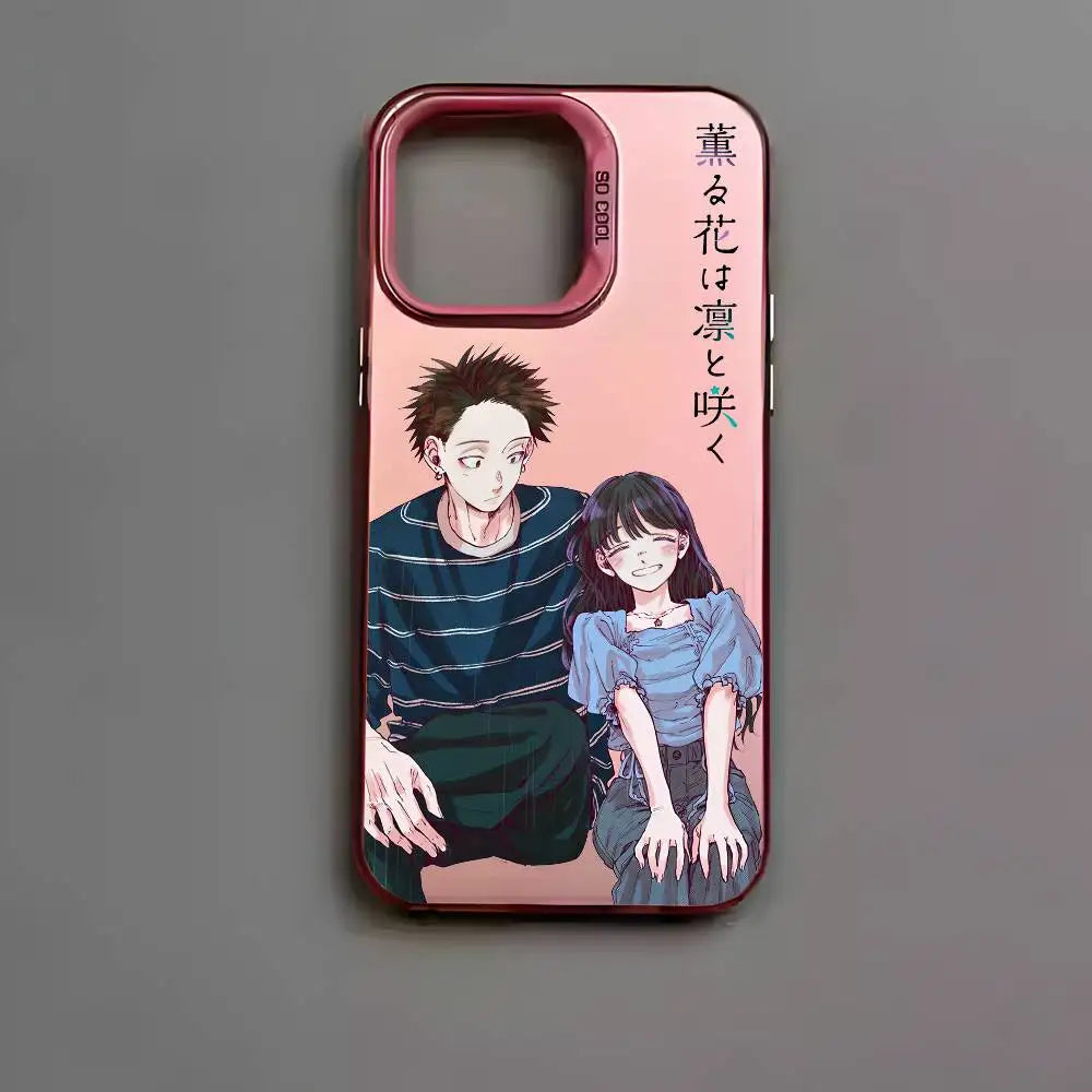 Cartoon Fragrant Flower Blooms Phone Case For IPhone 16 15 14 13 12 11 Pro Max Black Matte Multicolor Laser Aurora Funda