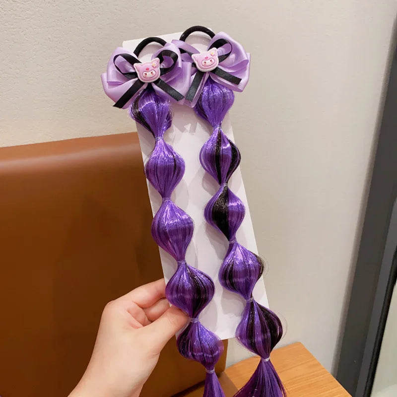 Purple Children's Headband Cute Girl Hair Rope Little Girl Accessories Tie Ponytail Band Headgear Wig Braid
