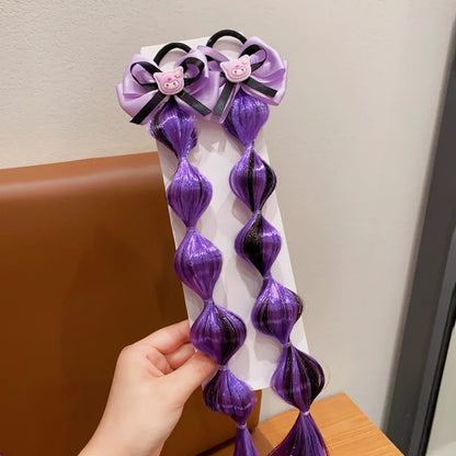 Purple Children's Headband Cute Girl Hair Rope Little Girl Accessories Tie Ponytail Band Headgear Wig Braid