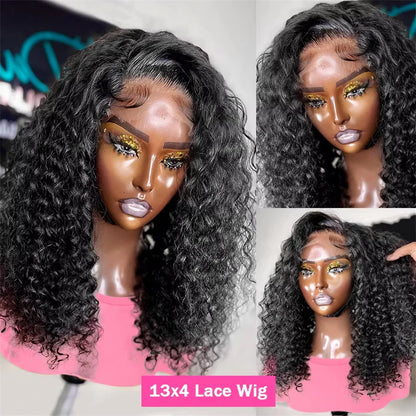 210% Density 13x4 Lace Frontal Kinky Curly Bob Wig 4x4 Lace Closure Loose Deep Wave Lace Front Human Hair Wigs Bob Pre Plucked