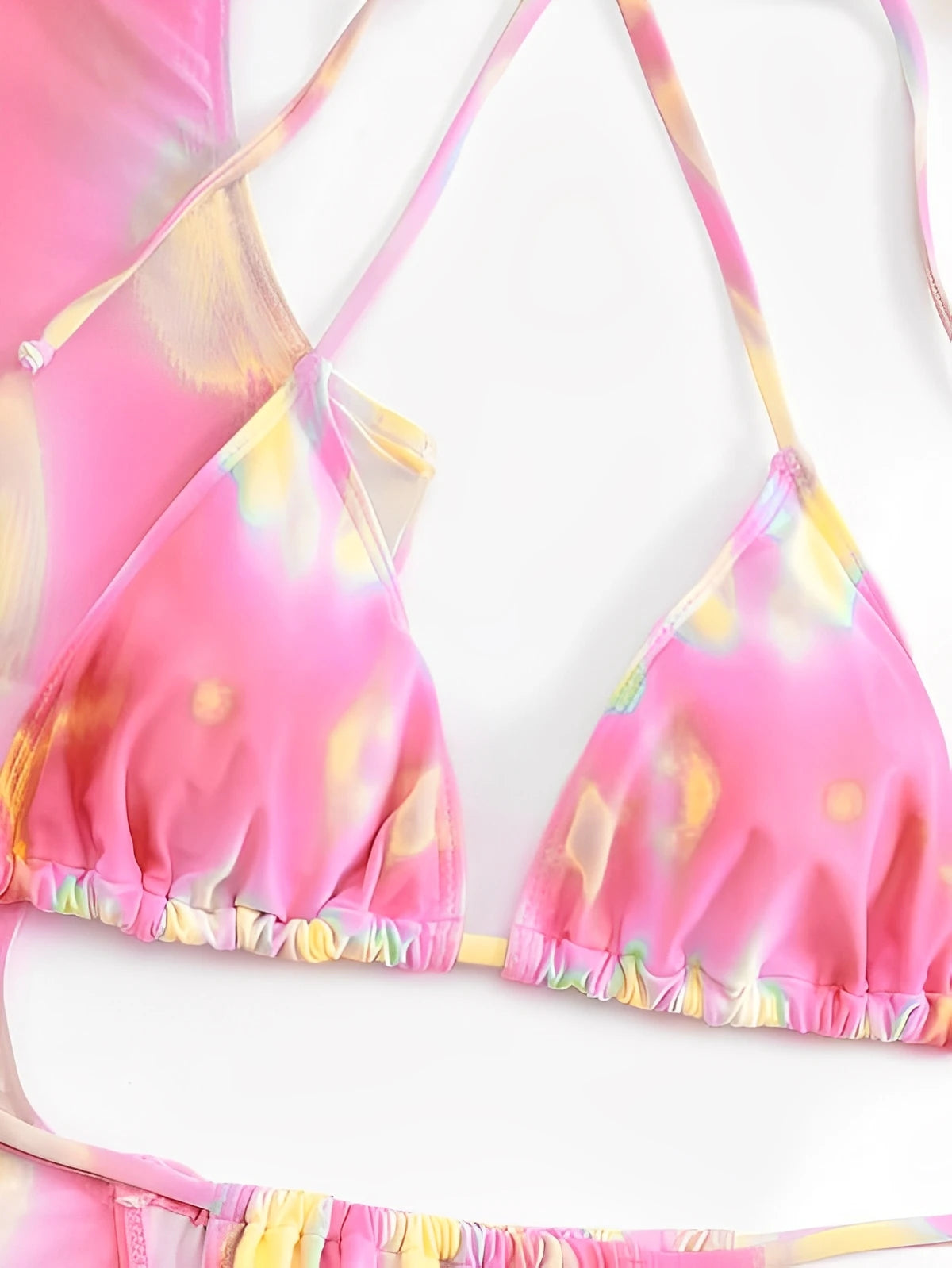 3 Pieces Tie Dye Bikini 2025 Women & Drawstring Cutout Cover Up Dress Swimsuit Sexy Swimwear Female Bathing Swimming Swim Suit