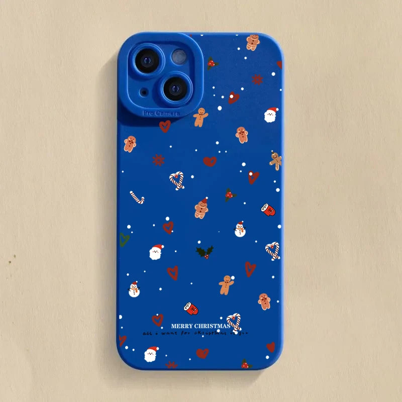 Cute Christmas Pattern Phone Case For iPhone 11 12 13 14 15 16 17 Pro Max 17 Air 16E XS X XR 7 8 Plus SE Shockproof Soft Cover