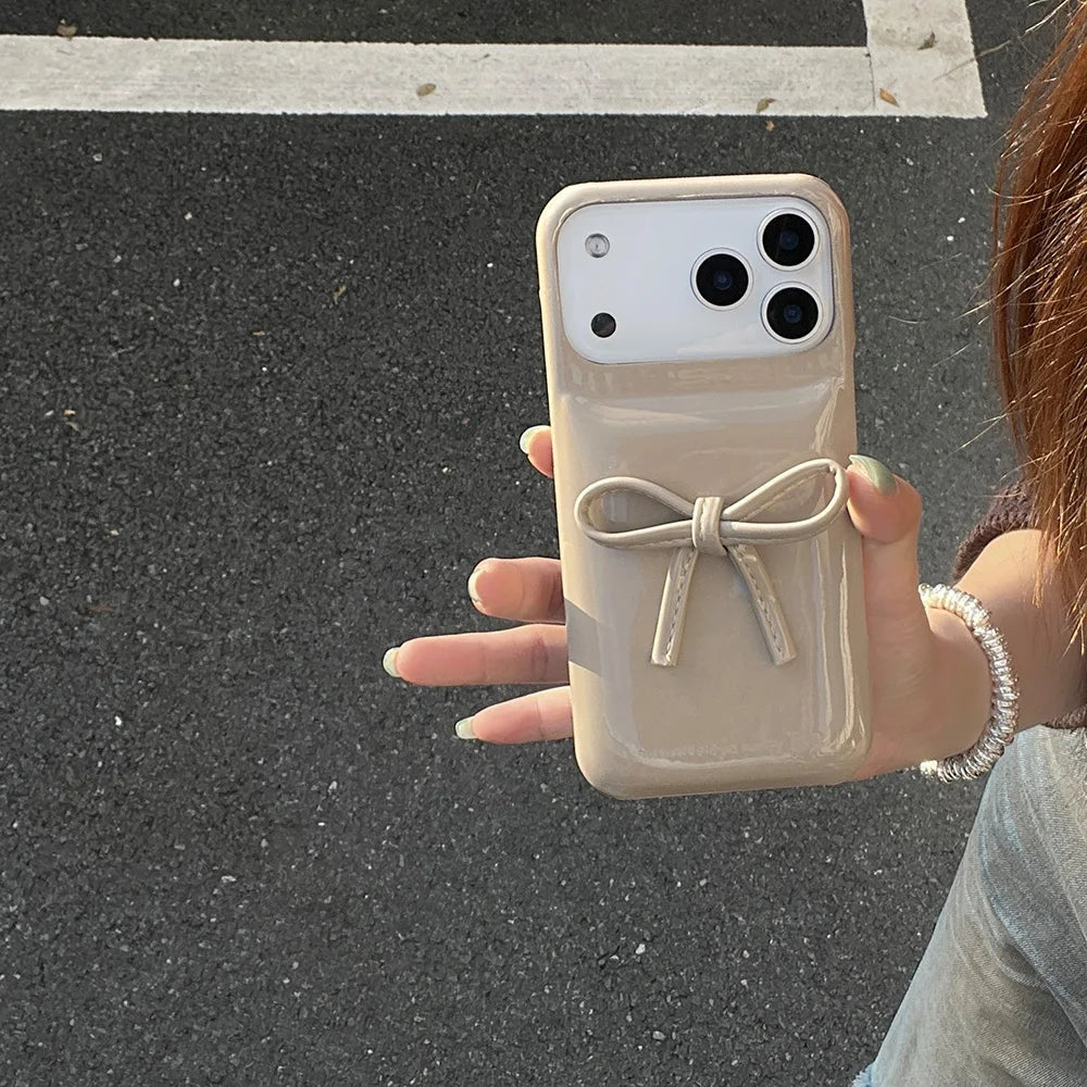 Ins Fashion Cute 3D Bow Phone Case For iphone 17 Pro Max Luxury Down Pink Jacket The Puffer Case For iphone Air Shockproof Cases