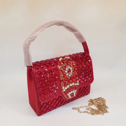 Hot Sale Women Shiny Rhinestone Embellished Clutch Shoulder Bag Evening Party Wedding Handbag Crossbody Bag F5-917-3.