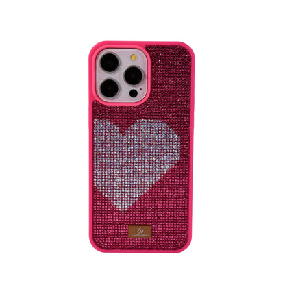 Glitter Diamond Half Heart Case For Iphone 17 16 Pro Max 15Plus 14 13 Air Tpu Bezel Full Cover Ladies Elegant Glitter Phone Case