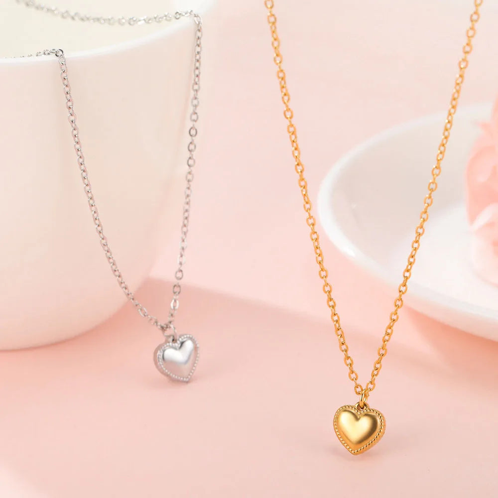 COOLTIME Love Heart Necklace for Women Stainless Steel Choker 2025 Trend Fashion Minimalist Party Jewelry Gift New in