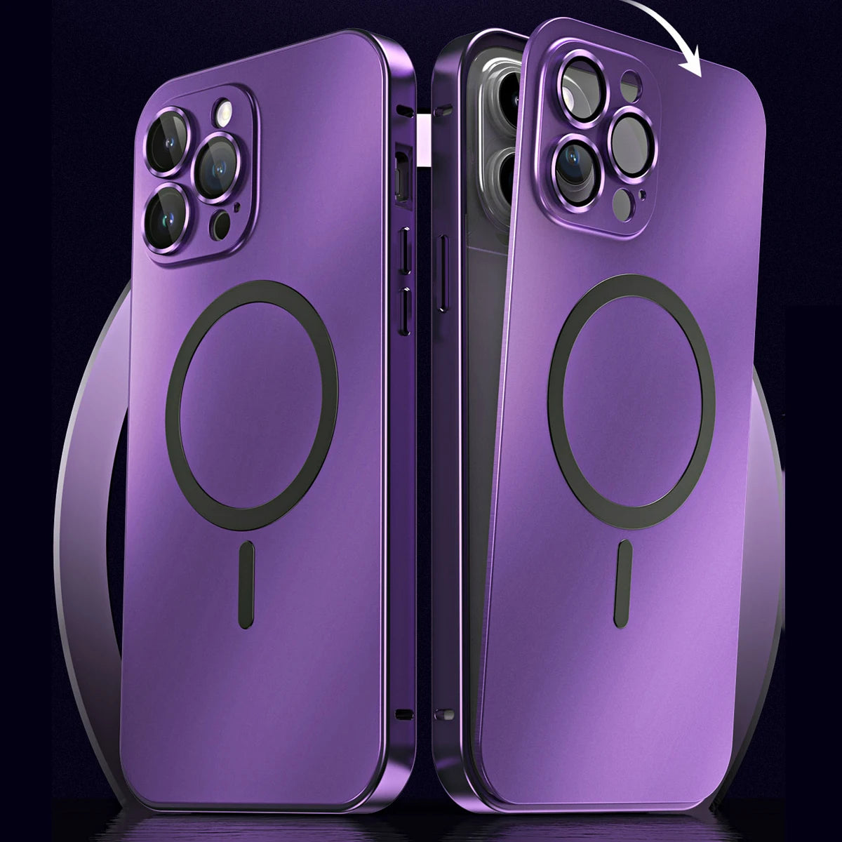 Aluminum Metal Frame Magnetic Case For iPhone 17 13 14 15 16 Pro Max Plus Magsafe Wireless Charging Lens Film PC Backboard Cover