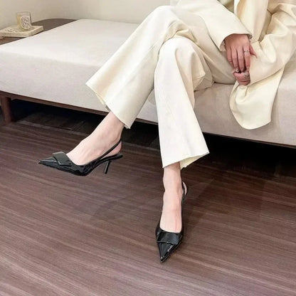 Pointed Toe Heeled Sandals Women Elegant Shallow Mid Heels Fashion Pumps Spring 2025 Trend Designer Dress Party Lady
