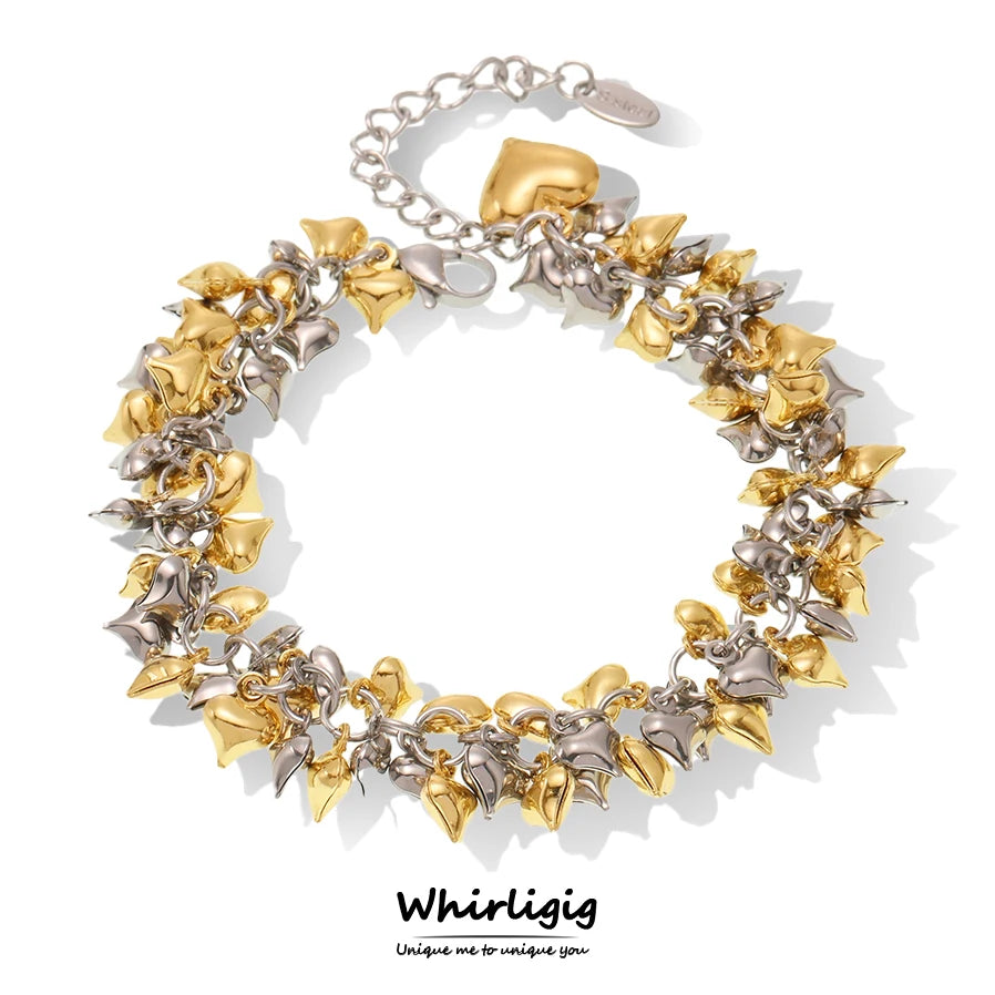 Ferris Wheel Chic Multi Hearts Love Stainless Steel Bracelet for Women two-tone Waterproof Charm Luxury Jewelry Gift