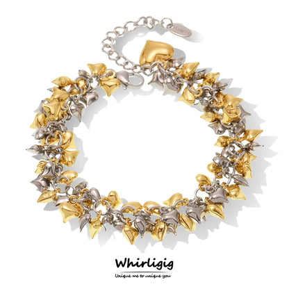 Ferris Wheel Chic Multi Hearts Love Stainless Steel Bracelet for Women two-tone Waterproof Charm Luxury Jewelry Gift