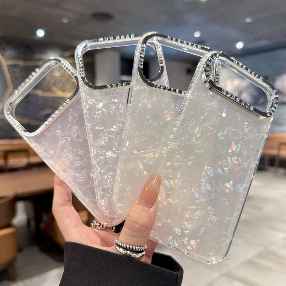 Cute Bling Bling Glitter Phone Case For iPhone 17 Air 11 12 13 16 Pro Max 15 14 16 Plus 17Pro Max Shell Pattern Protector Cover