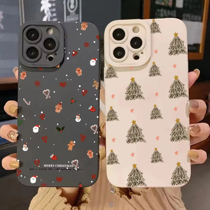 Cute Christmas Pattern Phone Case For iPhone 11 12 13 14 15 16 17 Pro Max 17 Air 16E XS X XR 7 8 Plus SE Shockproof Soft Cover