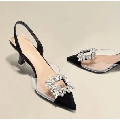 Spring and Autumn Fashion New Sexy Banquet Comfortable Crystal Transparent Solid Color Pointed Toe Women's High Heels Pumps
