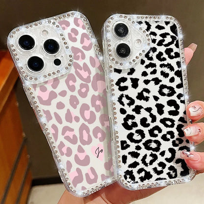 Colorful Leopard Print Diamond Case For iPhone 16 Pro Max Clear Soft Cover Coque For iPhone 11 12 13 14 15 Pro Max 16e 17 Air
