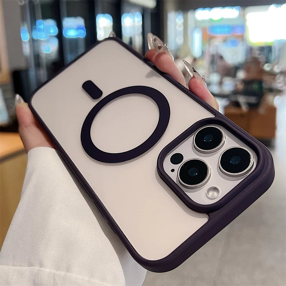 iPhone 16 15 14 Pro Max Plus 13 12 Mini 11 XS XR 7 8 Magnetic Wireless Charge Cases Cover Luxury Magsafe Transparent Case For