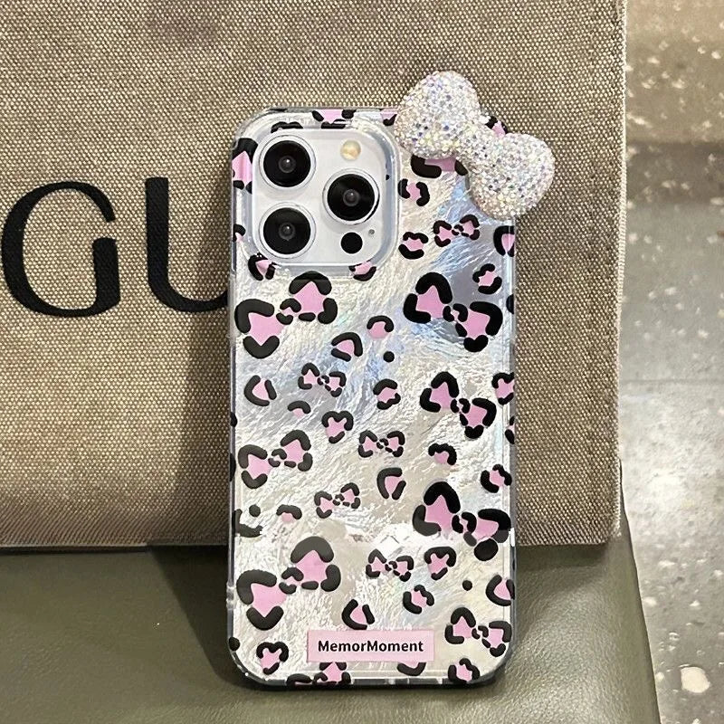 Kitty Minnie Bowknot for OPPO A40 A80 A79 A15 A16 A17 A18 A38 A58 A78 A54 A74 A94 A77S A57 Cartoon Lustre Flash Lines Phone Case