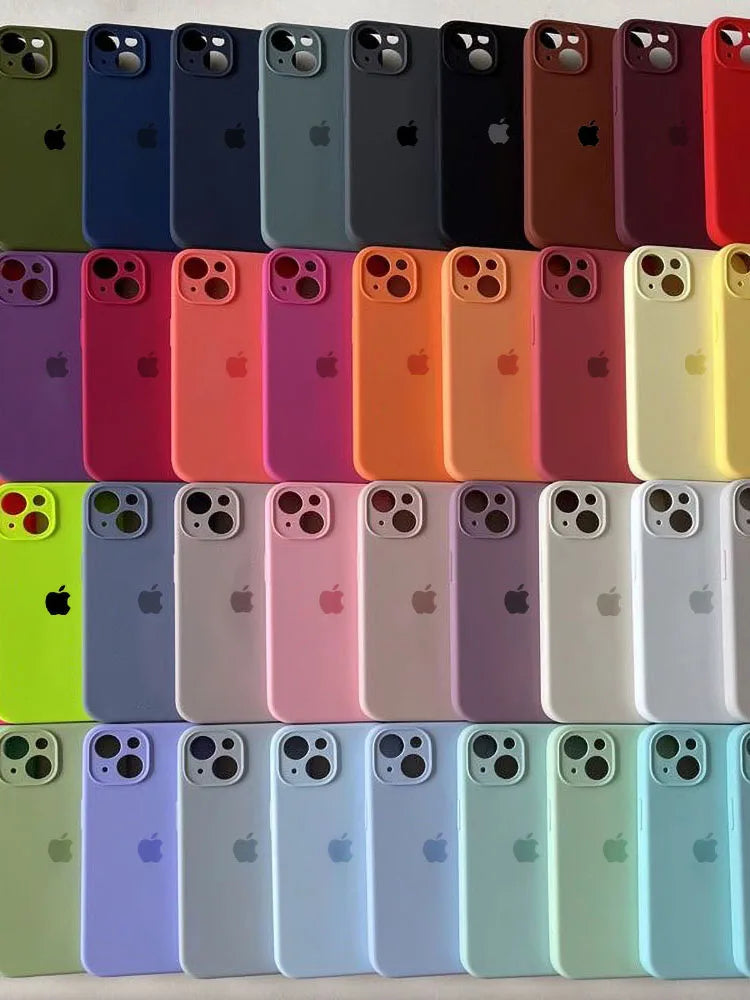 Original Liquid Silicone Phone Case For iPhone 13 16 15 12 14 Pro Max  Cases For iPhone 14 15 13 12 16 Plus Protection Cover