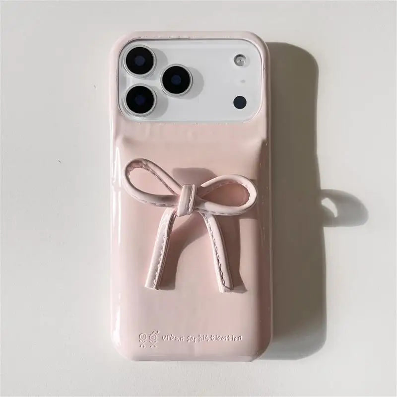 Ins Fashion Cute 3D Bow Phone Case For iphone 17 Pro Max Luxury Down Pink Jacket The Puffer Case For iphone Air Shockproof Cases