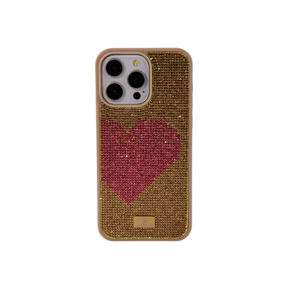 Glitter Diamond Half Heart Case For Iphone 17 16 Pro Max 15Plus 14 13 Air Tpu Bezel Full Cover Ladies Elegant Glitter Phone Case
