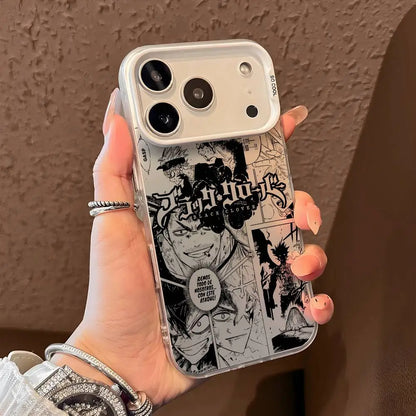 B-Black Clover Asta Fishion Phone Case For IPhone 17 16 15 14 13 12 11 Pro Max Air Multicolor Matte Laser Metallic Aurora Funda