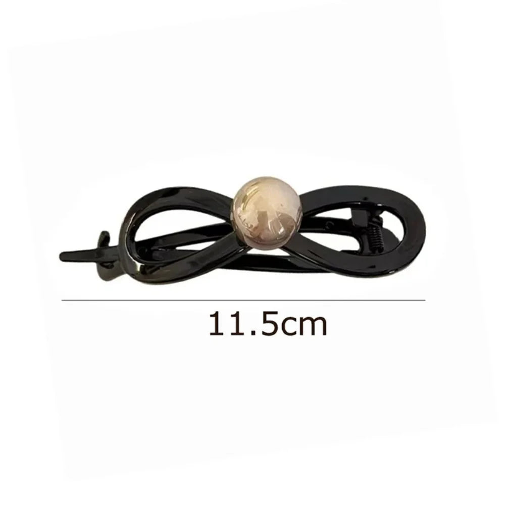 1PC New Twisted Hair Clip Plastic Imitation Pearl Hairpin Twisted Design Hairpin Barrettes Women Hair Accessories Black