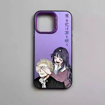 Cartoon Fragrant Flower Blooms Phone Case For IPhone 16 15 14 13 12 11 Pro Max Black Matte Multicolor Laser Aurora Funda