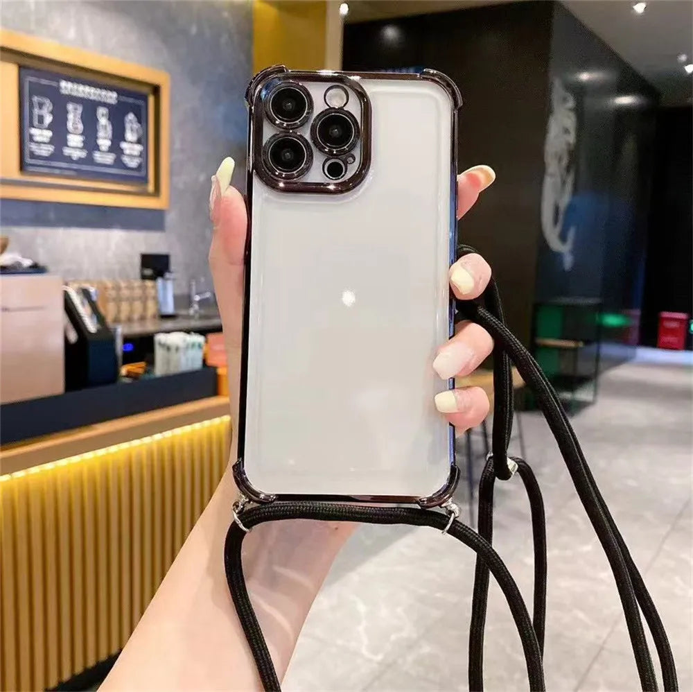 Crossbody Lanyard Shockproof Case For Xiaomi Poco X7 X6 Pro M6 F7 F6 F4 X5 X3 NFC POCO C65 C75 Silicone Soft Clear Phone Cover