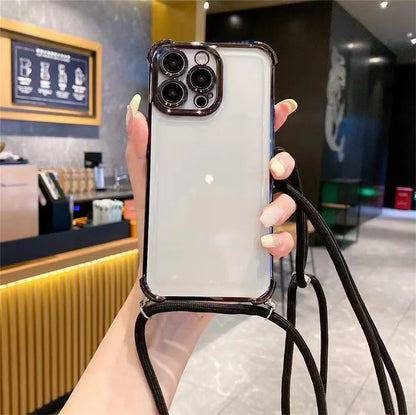 Crossbody Lanyard Shockproof Case For Xiaomi Poco X7 X6 Pro M6 F7 F6 F4 X5 X3 NFC POCO C65 C75 Silicone Soft Clear Phone Cover