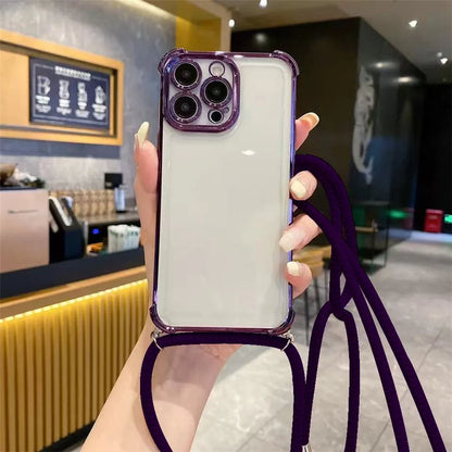 Crossbody Lanyard Shockproof Case For Xiaomi Poco X7 X6 Pro M6 F7 F6 F4 X5 X3 NFC POCO C65 C75 Silicone Soft Clear Phone Cover