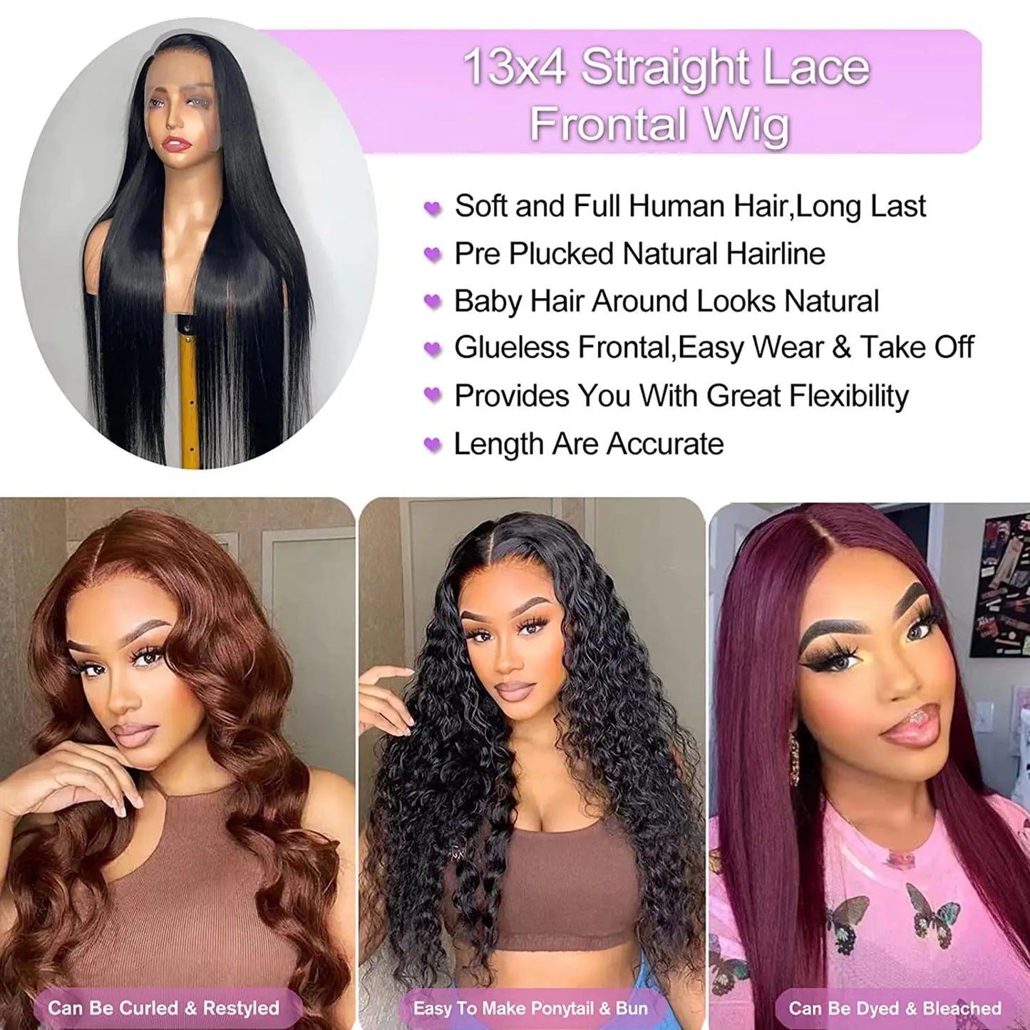 13x4 13x6 Straight Lace Front Wigs Human Hair HD Transparent 360 Lace Frontal Wigs Brazilian 5X5 6X4 4x4 Closure Wig
