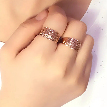 585 purple gold 14K rose gold new vintage hollow wide version wedding rings for couples fancy luxury jewelry for girlfriend