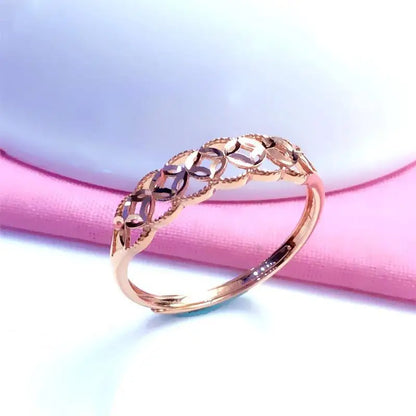 585 purple gold 14K rose gold geometric shape shiny rings for women three-dimensional craftsmanship elegant light luxury jewelry
